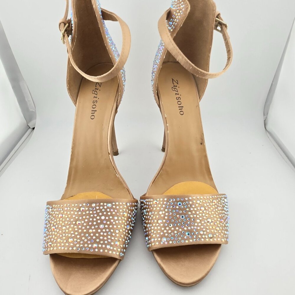 Zigi Soho Tariff Rhinestone Stiletto Heels Champagne Nude Womens 8.5